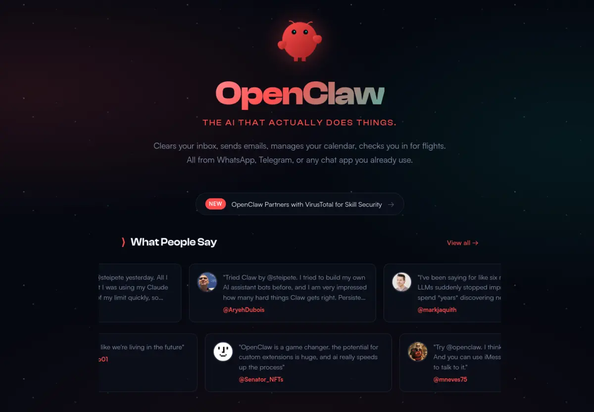 OpenClaw, agent IA autonome auto-hébergé capable d'exécuter des tâches complexes et d'interagir avec des systèmes externes