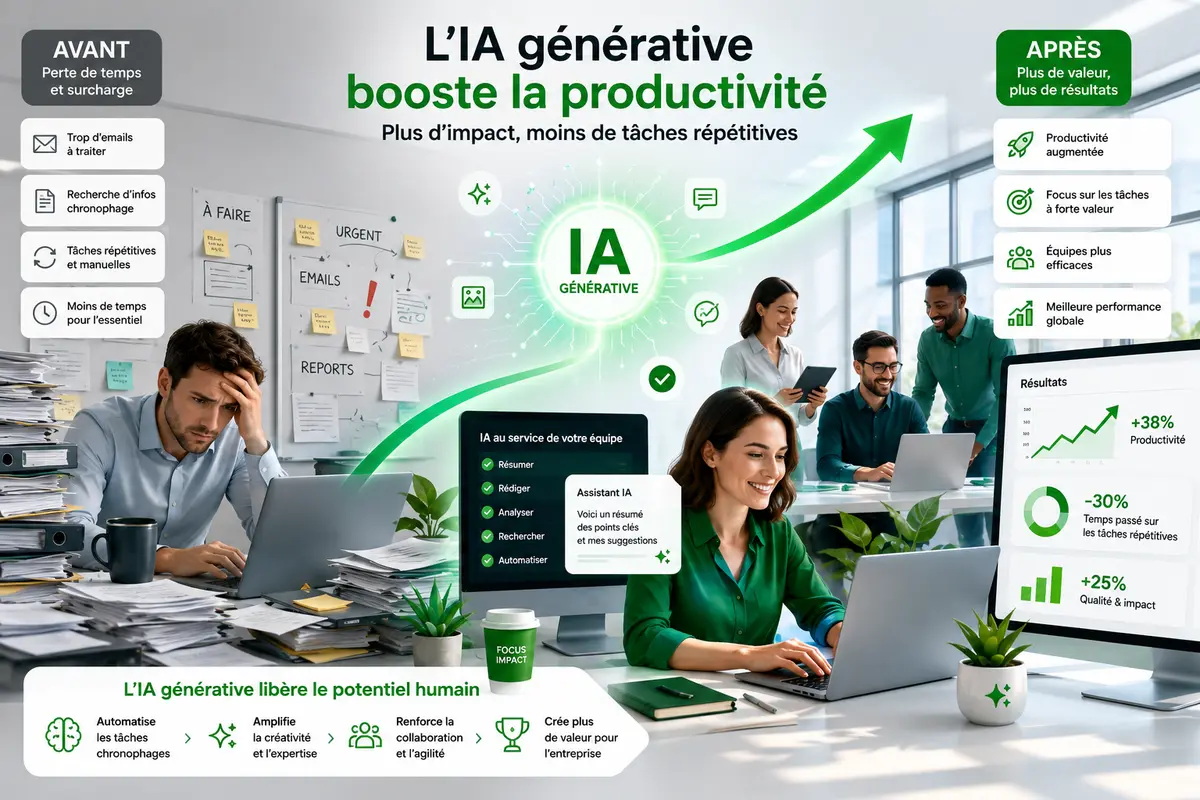 Productivité et IA générative en entreprise : automatisation des tâches cognitives et transformation digitale en 2026