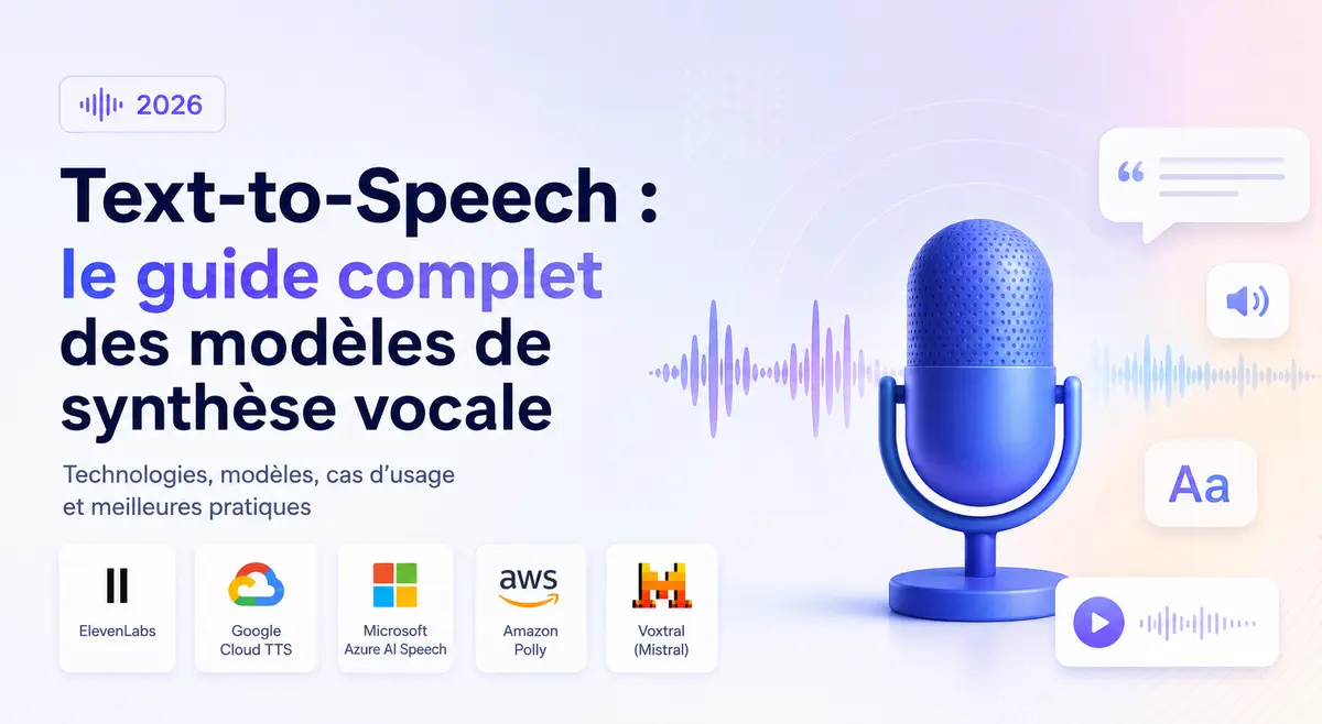 Guide complet des modèles Text-to-Speech IA en 2026 — ElevenLabs, Voxtral, Google TTS, Azure, Amazon Polly