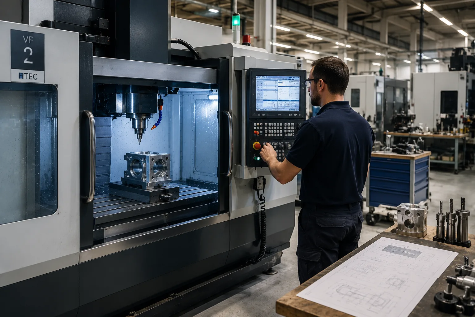 Atelier CNC — usinage de précision avec IA